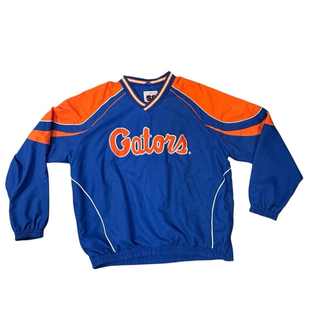 58 Sports Florida Gators Windbreaker Mens XL Blue V-Neck‎ Pullover Jacket